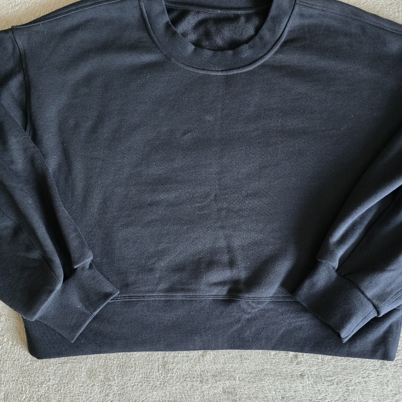 Lululemon Perfectly Oversized Cropped Crew French Terry Black - Picture 4 of 10